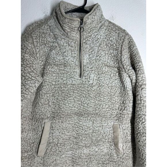 Thread & Supply Women’s Sherpa 1/4 Zip Sweater Pullover Gray Beige Size XS - Picture 2 of 11